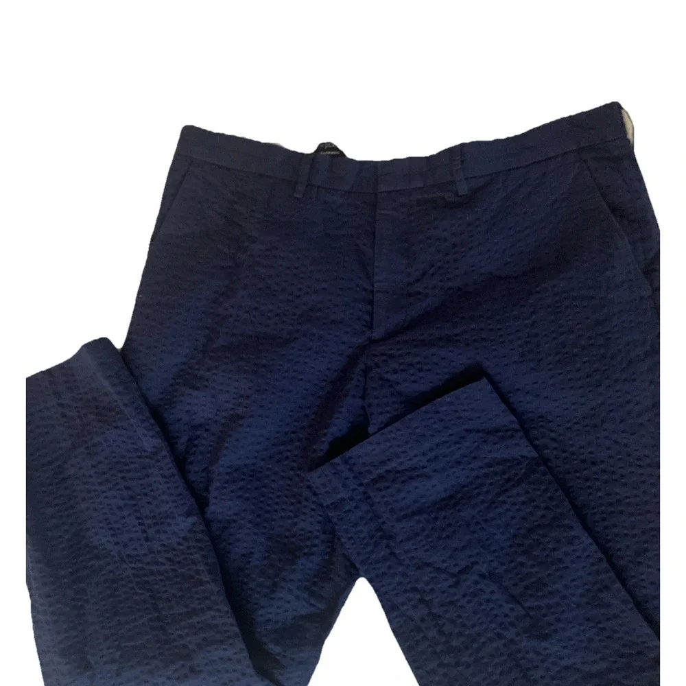 J by J.CREW Pants Mens Size 38 X 32  Blue Seersucker Slim Casual Tapered